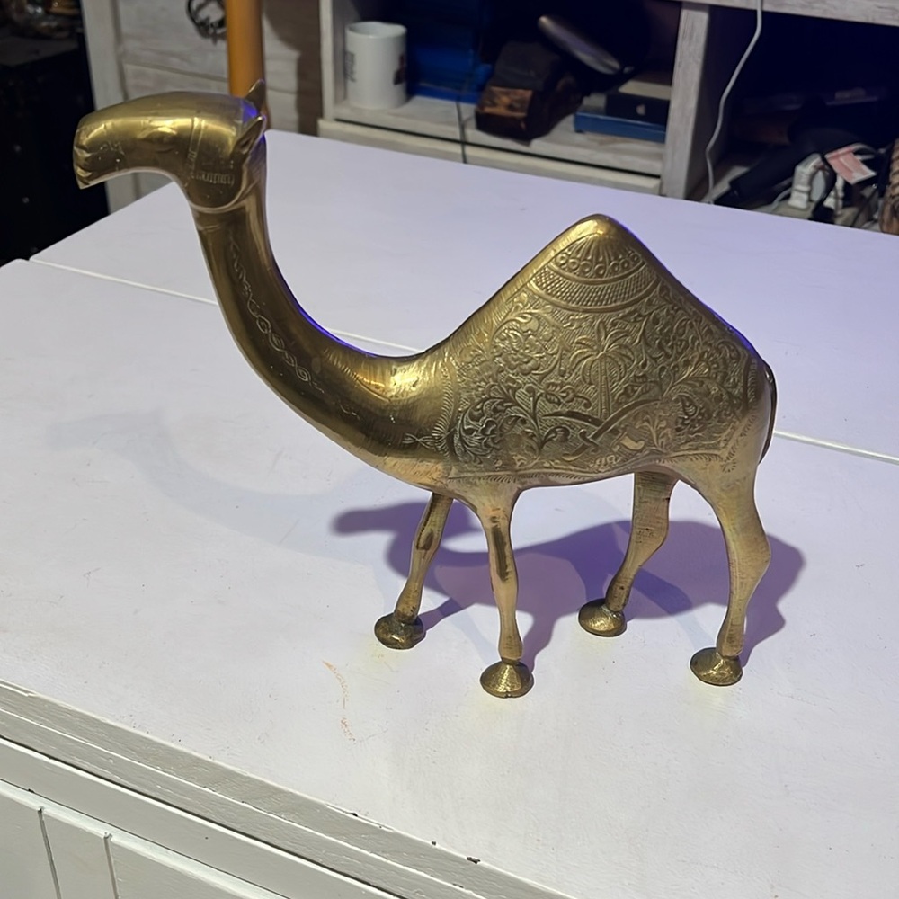 Vintage embossed brass camel